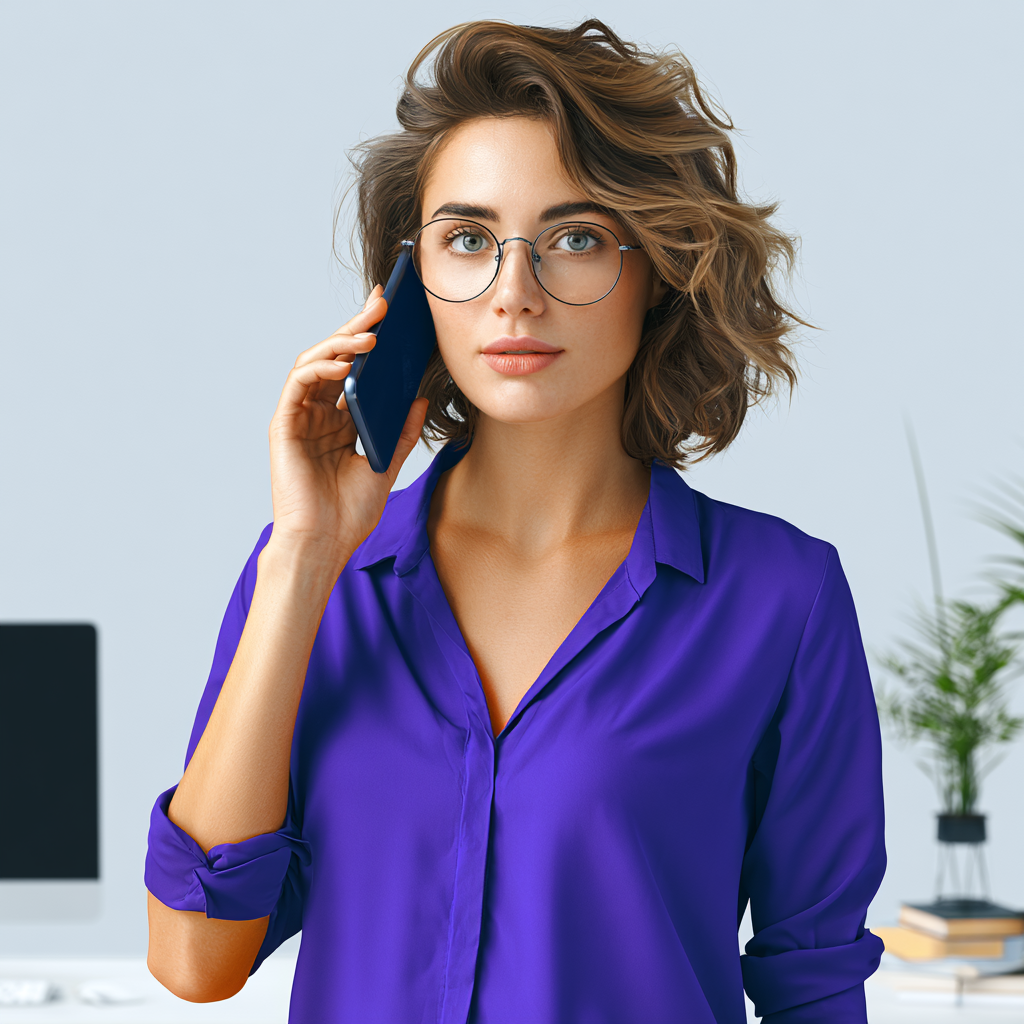 Woman holding a phone while Prati answers and captures her call